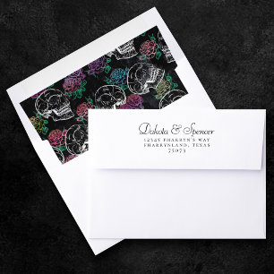Skulls and Dark Roses Funky Glam Ombre Grunge Envelope Liner