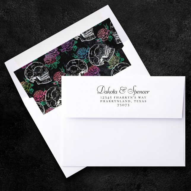 Skulls and Dark Roses | Funky Glam Ombre Grunge Envelope Liner (Creator Uploaded)