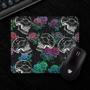 Skulls and Dark Roses Funky Glam Ombre Grunge Mouse Pad