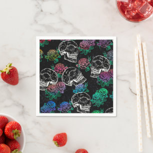 Skulls and Dark Roses Funky Glam Ombre Grunge Napkins