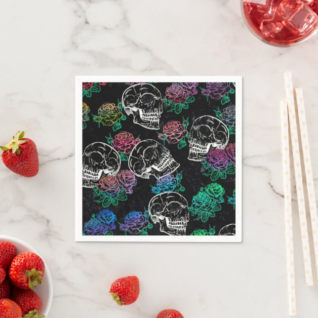 Skulls and Dark Roses | Funky Glam Ombre Grunge Napkins (Insitu)