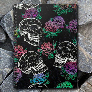 Skulls and Dark Roses   Funky Glam Ombre Grunge Notebook