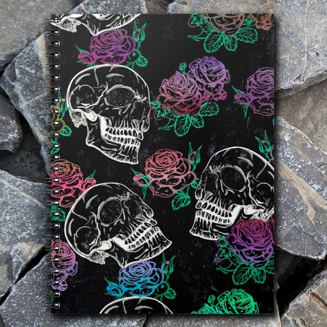 Skulls and Dark Roses | Funky Glam Ombre Grunge Notebook (Creator Uploaded)