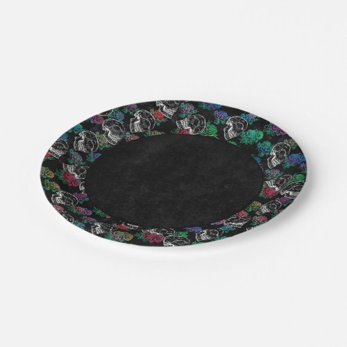 Skulls and Dark Roses  Funky Glam Ombre Grunge Paper Plates