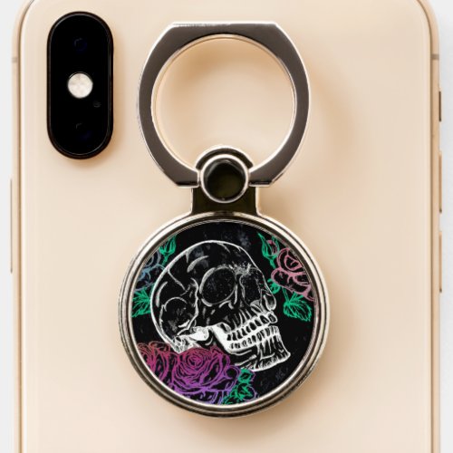 Skulls and Dark Roses  Funky Glam Ombre Grunge Phone Ring Stand