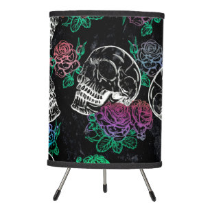 Skulls and Dark Roses   Funky Glam Ombre Grunge Tripod Lamp