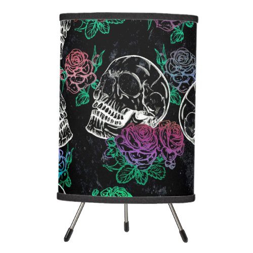 Skulls and Dark Roses  Funky Glam Ombre Grunge Tripod Lamp