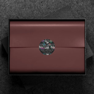 Skulls and Dark Roses   Funky Glam Ombre Thank You Classic Round Sticker