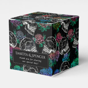 Skulls and Dark Roses Funky Glam Ombre Thank You Favor Boxes