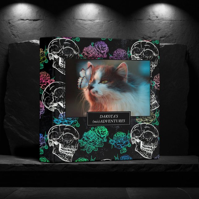 Skulls and Dark Roses | Funky Glam Pet Memory Book 3 Ring Binder (Creator Uploaded)