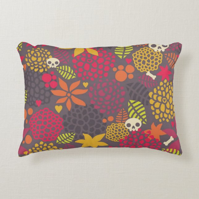 Skulls and flowers. accent pillow (Front)