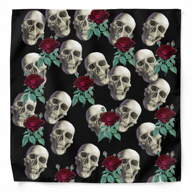 Skulls and Flowers Bandana (Front)