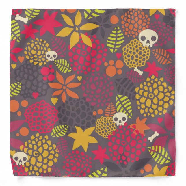 Skulls and flowers. bandana (Front)