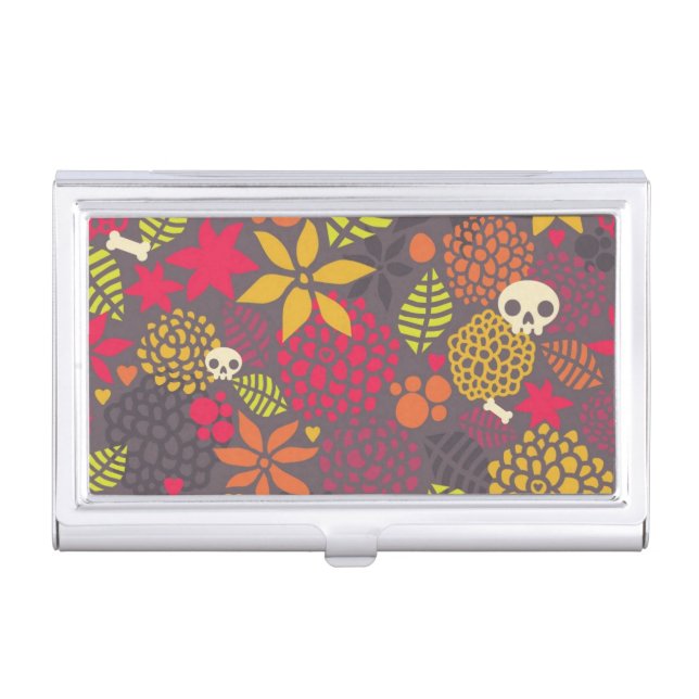 Skulls and flowers. business card holder (Front)