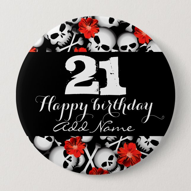 Skulls and flowers button (Front)