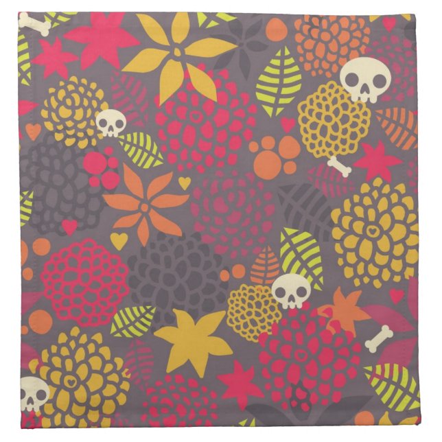 Skulls and flowers. cloth napkin (Front)