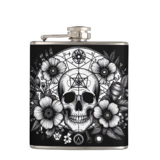 Skulls and flowers flask