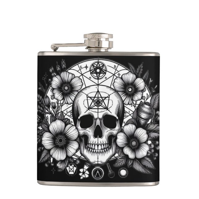 Skulls and flowers flask (Front)