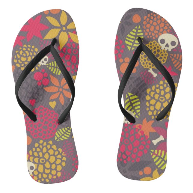 Skulls and flowers. flip flops (Footbed)