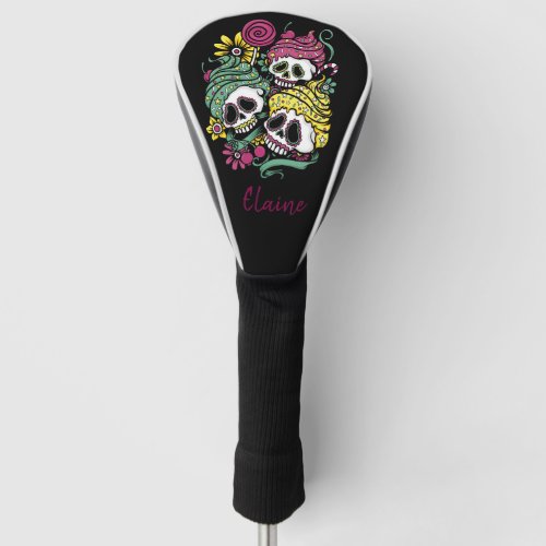 Skulls and Flowers Golf Head Cover