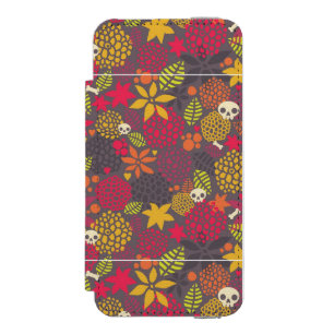Skulls and flowers. wallet case for iPhone SE/5/5s