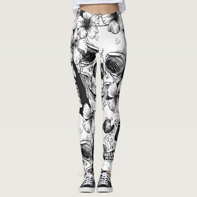 Skulls and Flowers Leggings (Front)