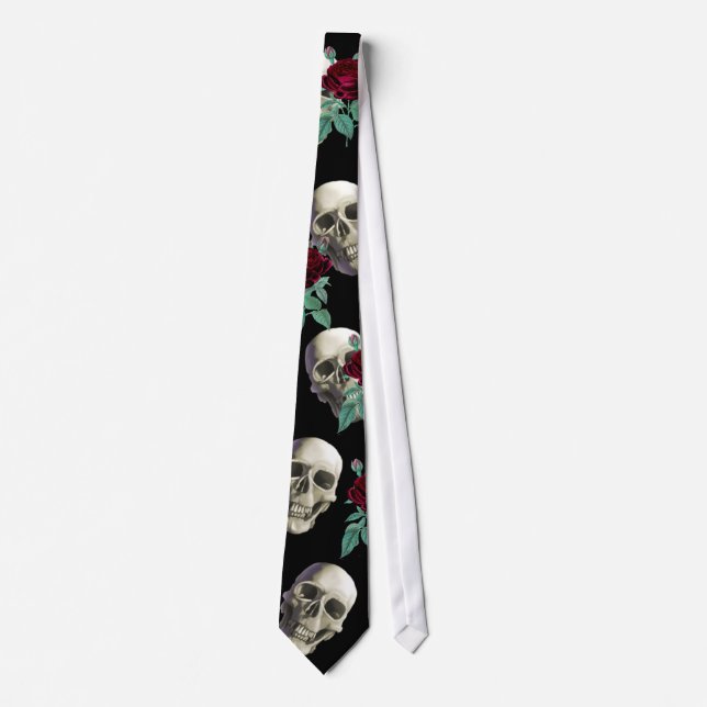 Skulls and Flowers Neck Tie (Front)