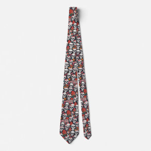 Skulls and Flowers Neck Tie