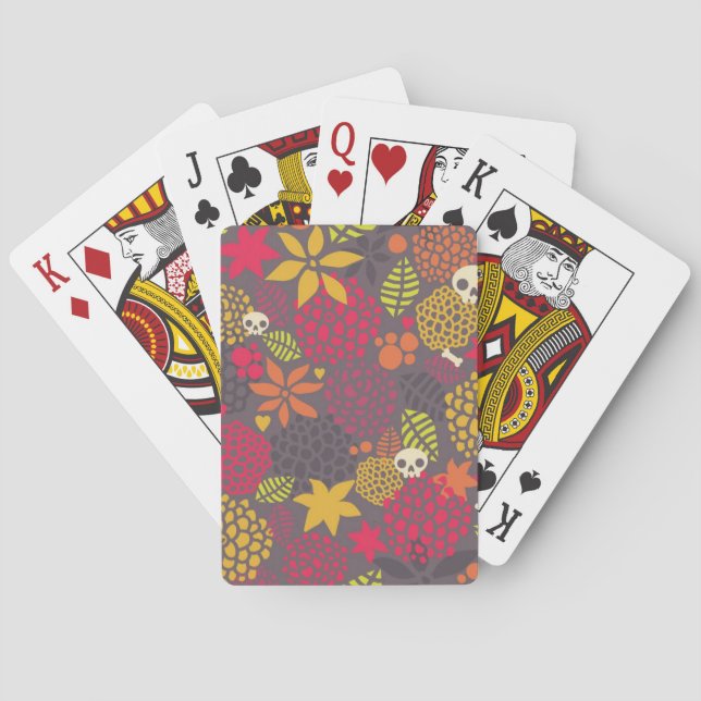 Skulls and flowers. poker cards (Back)