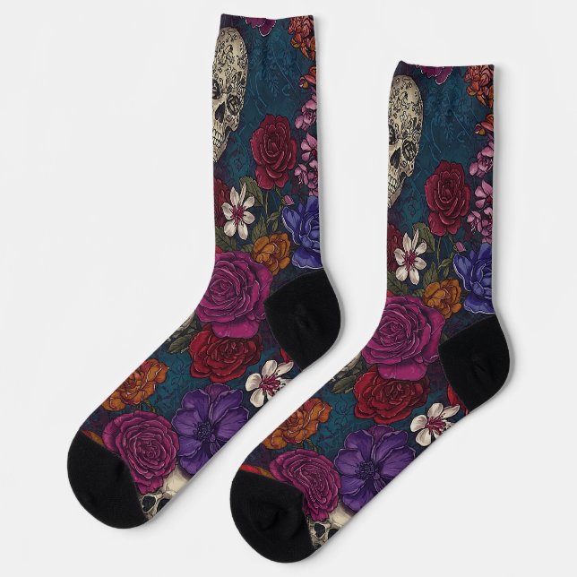Skulls and Flowers Socks (Left)