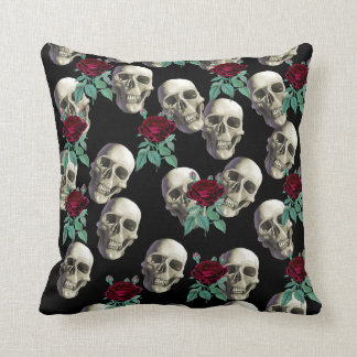 Skulls and Flowers Throw Pillow