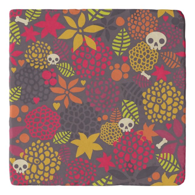 Skulls and flowers. trivet (Front)