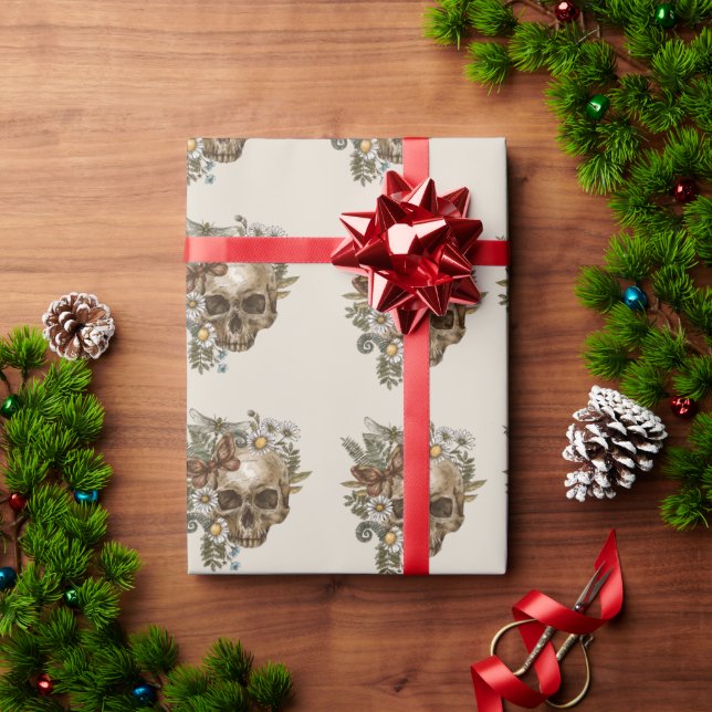 Skulls and Flowers Wrapping Paper (Holiday Gift)