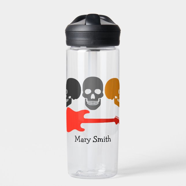Skulls and Guitar Water Bottle (Front)
