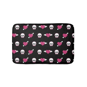 Skulls and hearts bathroom mat
