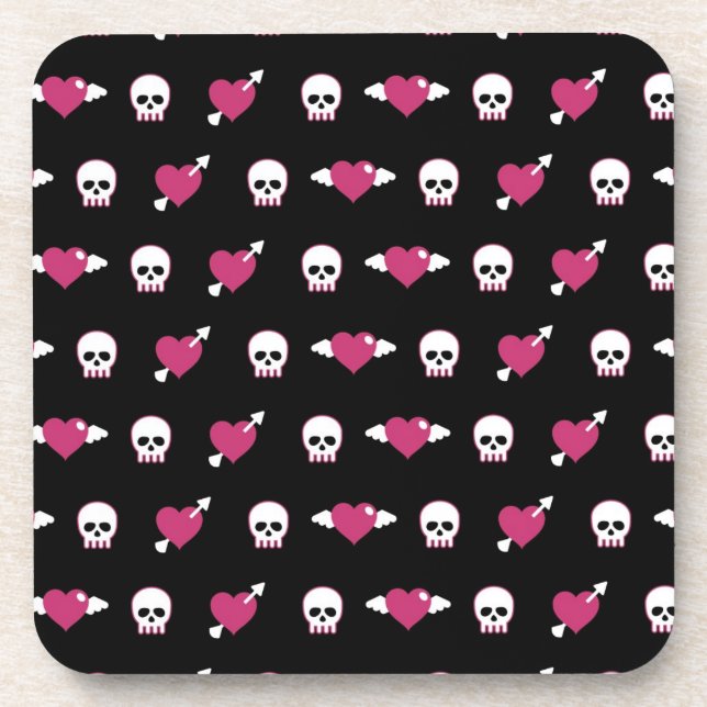 Skulls and hearts beverage coaster (Front)