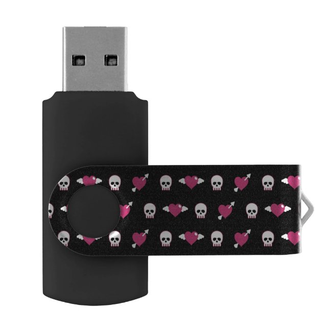Skulls and hearts flash drive (Opened)
