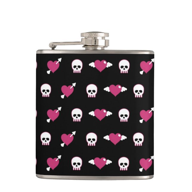 Skulls and hearts flask (Front)
