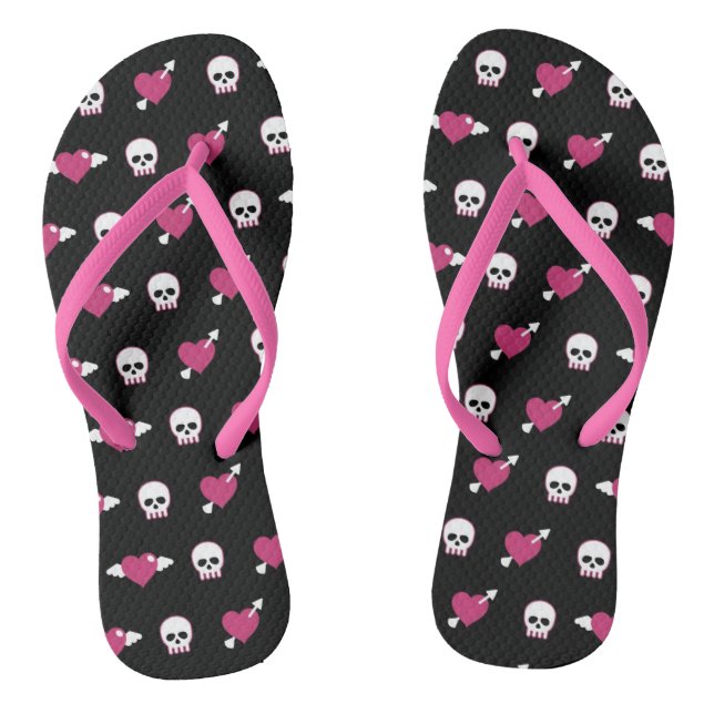 Skulls and hearts flip flops (Footbed)