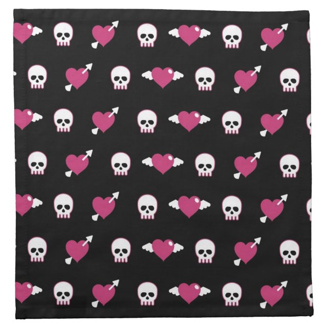 Skulls and hearts napkin (Front)
