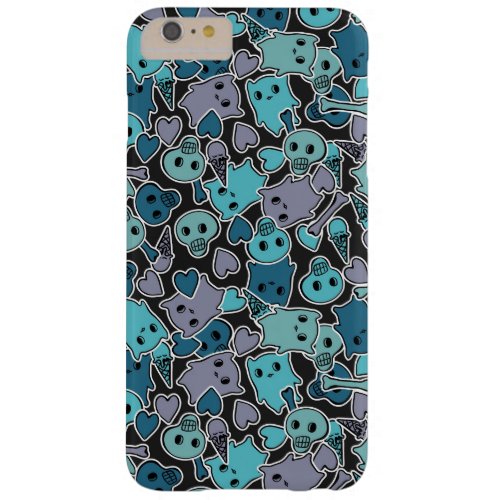 Skulls and hearts on black background 2 barely there iPhone 6 plus case