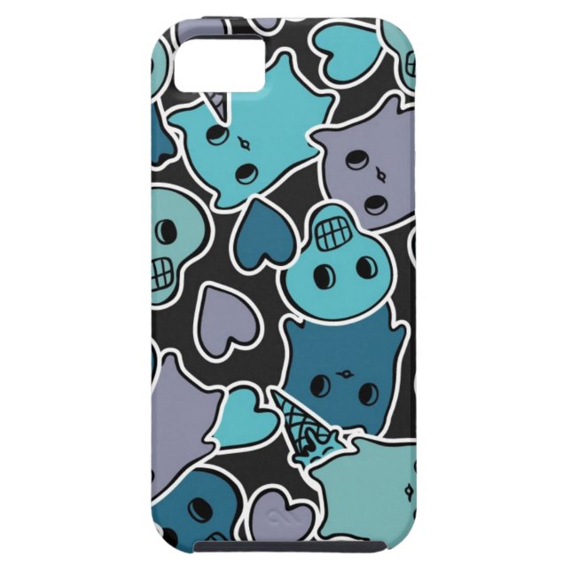 Skulls, and hearts on black background 2 Case-Mate iPhone case (Back)