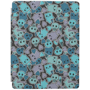 Skulls, and hearts on black background 2 iPad smart cover
