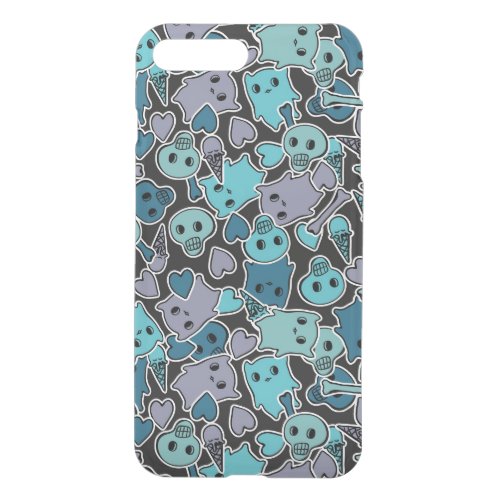 Skulls and hearts on black background 2 iPhone 8 plus7 plus case