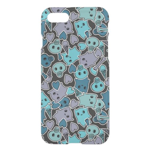 Skulls and hearts on black background 2 iPhone SE87 case