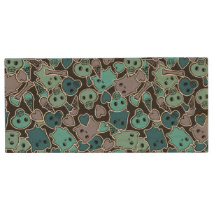 Skulls, and hearts on black background 2 wood USB flash drive