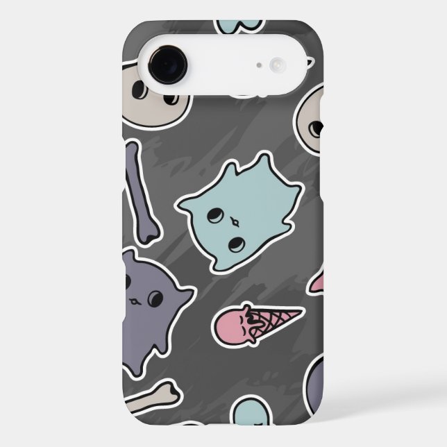 Skulls, and hearts on black background Case-Mate iPhone case (Back)