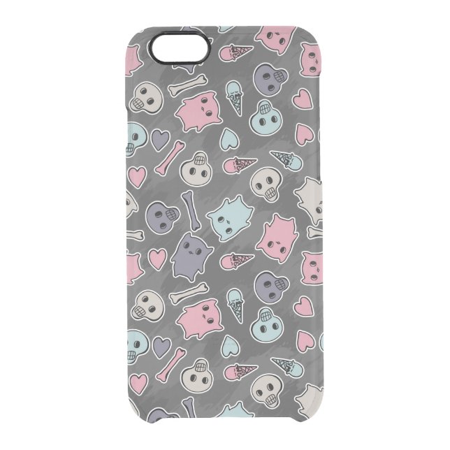 Skulls, and hearts on black background uncommon iPhone case (Back)