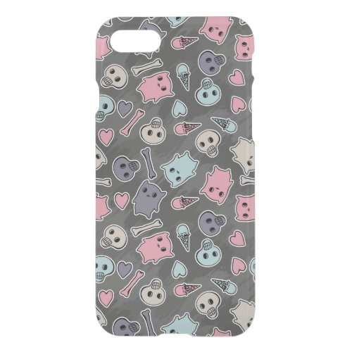 Skulls and hearts on black background iPhone SE87 case