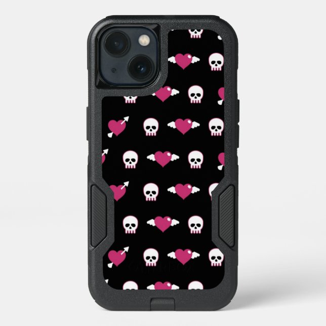 Skulls and hearts otterbox iPhone case (Back)